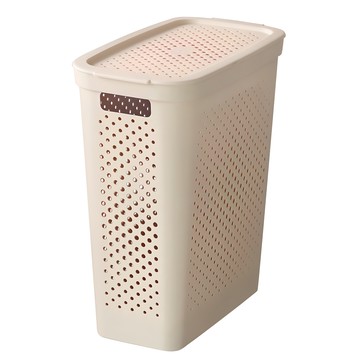 Nature Living 點點圖案 窄縫式洗衣籃  26.5 x 46 x 52 cm  淺褐色