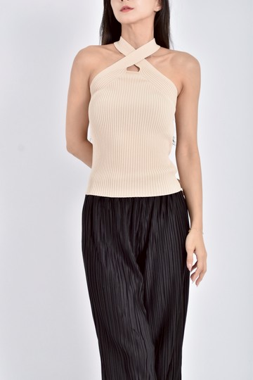 (S) wear to eat質感交叉螺紋杏色上衣