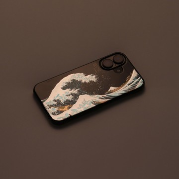 蒔繪 iPhone 手機殼 iPhone16 系列 高盛り蒔繪 浪裡富士 葛飾北齋 富嶽三十六景 山中漆器