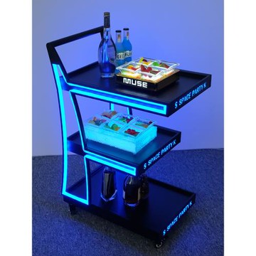 酒吧發光手推車KTV夜場派對酒水送餐車移動三層生日蛋糕LED小推車