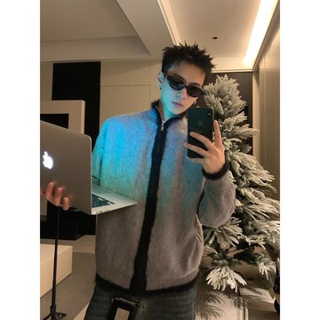 秋冬韓系拉鍊針織外套男長袖休閒寬鬆簡約上衣男