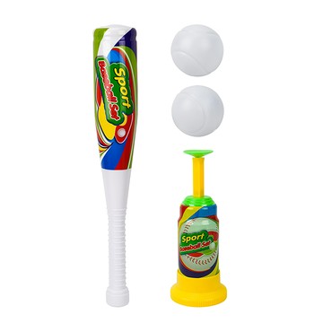 BOQITOYS 彈跳式棒球組 直式球棒  白色 + 綠色 + 黃色  1組