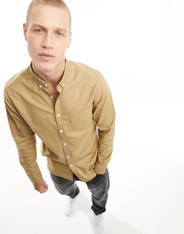 ASOS DESIGN slim oxford shirt in mustard-Yellow