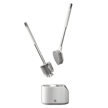 FAmILyLIFE 生活 簡約風兩用清潔馬桶刷組  白色  1組