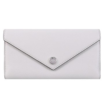 TORY BURCH 內裏壓花皮革扣式三折長夾.淺灰