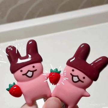 🍀臺灣出貨🍀明治草莓巧克力阿波羅兔子髮夾劉海夾少女百搭可愛碎髮卡通夾