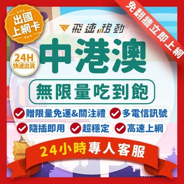 【飛速移動】中港澳網卡 吃到飽 5G/4G高速 免翻牆 1~10天 隨插即用 中國網卡 香港網卡 澳門網卡 中國sim卡