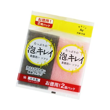 日本製WAISE抗菌廚房易起泡海綿-2入x4組