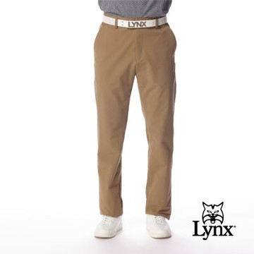 【Lynx Golf】男款簡約素色修身直筒休閒長褲-卡其色