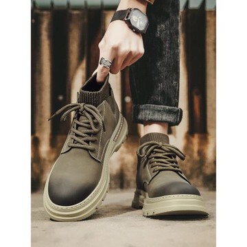 高幫鞋男2024新款男士鞋子馬丁靴英倫風男鞋冬款皮鞋冬季加絨棉鞋