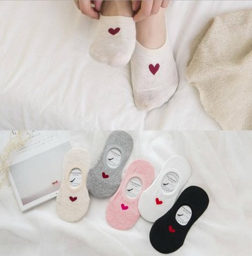 VIVILIAN日系可愛愛心純棉百搭防滑帆船短襪 5色入