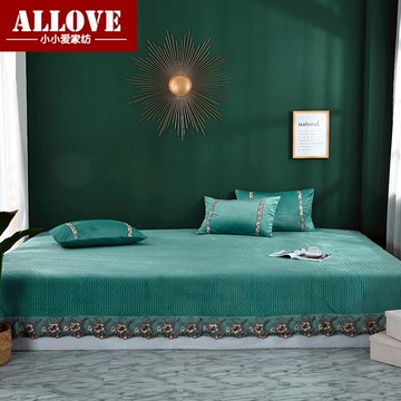 純色水晶絨榻榻米床蓋夾棉絎縫床單大土炕套罩毯床鋪蓋墊秋冬