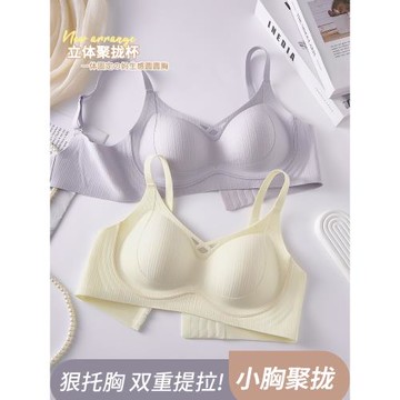 無痕內衣女小胸聚攏收副乳調整型純欲少女大學生防下垂薄款文胸罩