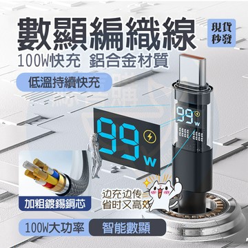 隔日🚚 100W數顯快充線 PD充電線 編織線 Type-C 快充線 蘋果充電線 傳輸線 適 i17 i14 安卓蘋果