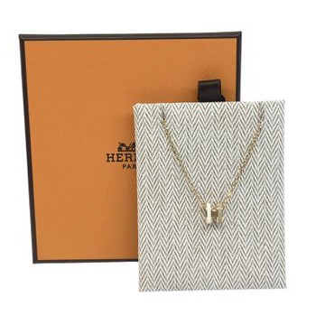 HERMES 愛馬仕 新款雙色Mini Pop H 立體簍空橢圓LOGO項鍊(奶茶*米白*玫瑰金色)