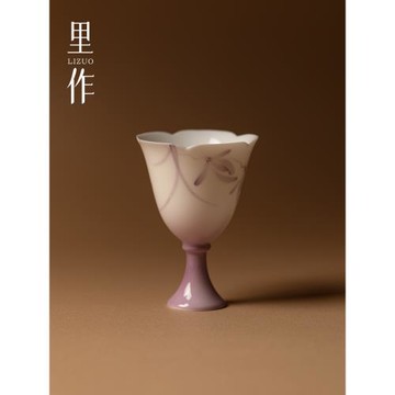 里作 純手繪紫蘭花主人杯家用功夫茶具品茗杯單個高顏值女士茶杯