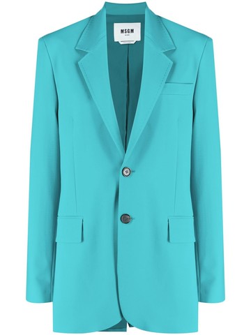 MSGM - notched lapels single-breasted blazer - women - Virgin Wool/Elastane/Polyester - 40 - Blue
