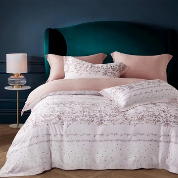 60支100%天絲 雙人四件組 A/B版雙面設計 親膚裸睡新體驗  床包 + 兩用被套 + 枕套 2個  床包(188 x 152cm) 兩用被套(212 x 182cm) 枕套(75 x 47cm)  幽若花語 多色