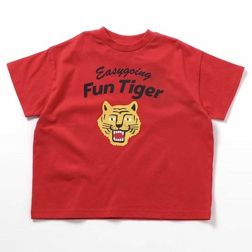 日本 BREEZE - 美式風格印花短袖上衣-老虎logo-紅