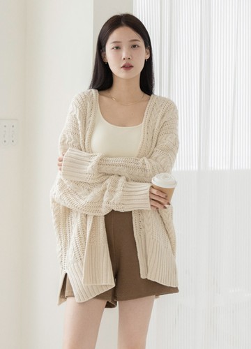 麻花織紋毛衣外套