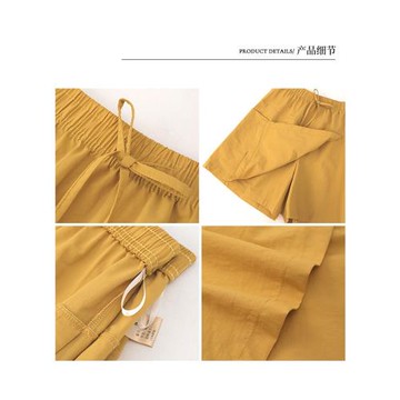 藏青色工裝裙褲女夏季2026新款寬松闊腿五分中褲休閑山本冰絲短褲