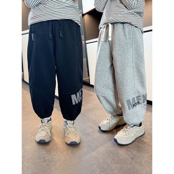兒童褲子春秋裝男童運動束腳長褲帥氣新款中大童男孩寬松休閑褲潮