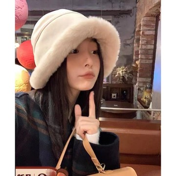 (時尚單品帽子)🤎🤎加厚羊羔毛漁夫帽保暖水桶帽護耳毛絨盆帽🤎🤎