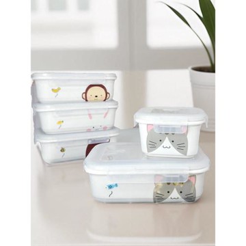 三格陶瓷分格飯盒可愛微波爐專用少女保鮮盒日式長方形上班族學生