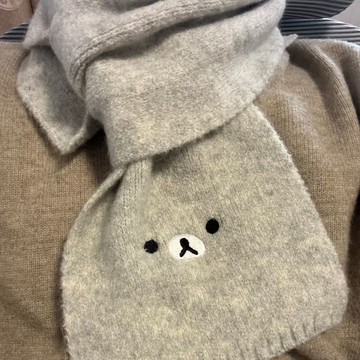 ❤️在臺好貨❤️韓版卡通輕鬆熊圍巾男女冬季加厚保暖圍脖學生情侶高顏值百搭披肩
