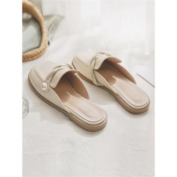 羊皮版~一腳蹬懶人鞋法式絕美晚風包頭半拖鞋女2024夏季新款外穿