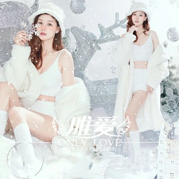 新款圣誕潮牌寫真主題服裝新年天使雪景皮草藝術照派對演出服