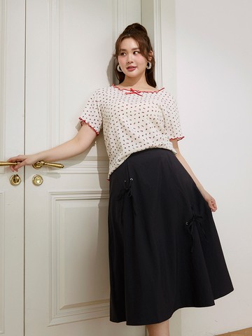 皺感紋理蝴蝶結綁帶長裙