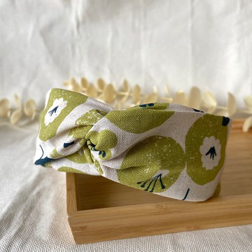 髮箍/交叉髮箍/蠟筆花-綠