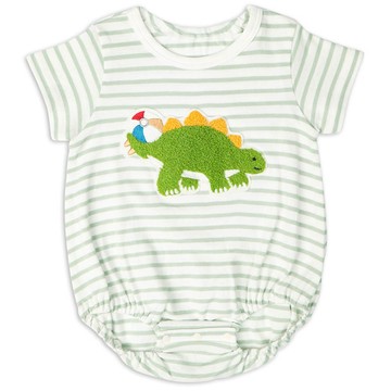 akachan honpo - 短袖外出包屁衣-凸毛繡-綠色