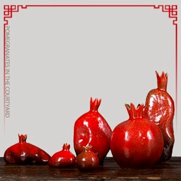 景德鎮陶瓷擺件花器紅色石榴瓶桌面臺上裝飾家居飾品