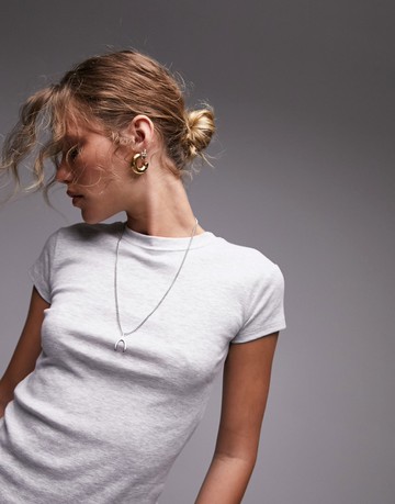 Topshop longline everyday tee in grey marl