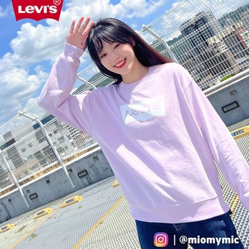 Levis 女款 重磅大學T 亮銀經典Logo 香芋紫