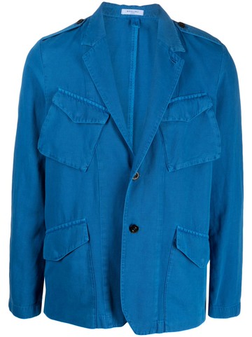 Boglioli - pocket-detail single breasted jacket - men - Cotton/Linen/Flax - 54 - Blue