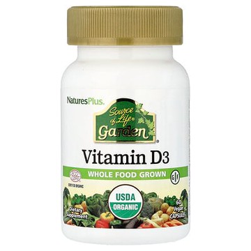 NaturesPlus, 生命之源，花園，維生素 D3，60 粒素食膠囊