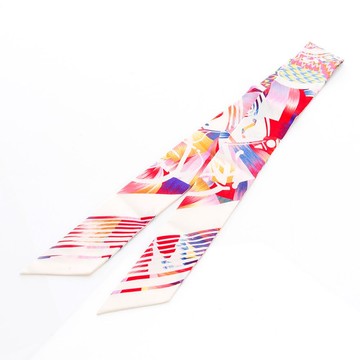 Hermes Ex-Libris Marble Silk Twilly絲巾(玫瑰白藍)