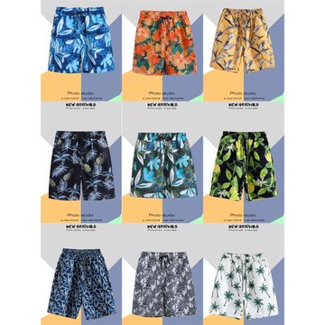 男士沙灘褲夏季寬松居家短褲男夏天速干大褲衩運動五分褲休閑褲男