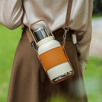 開水瓶保溫壺保溫杯316不銹鋼水壺帶皮套水壺便攜直飲茶水分離杯