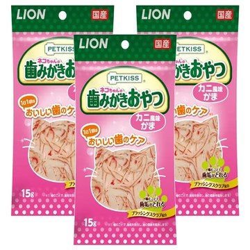 LION 獅王 PETKISS 潔牙護理貓零食 蟹肉絲 15g 日本產  3包
