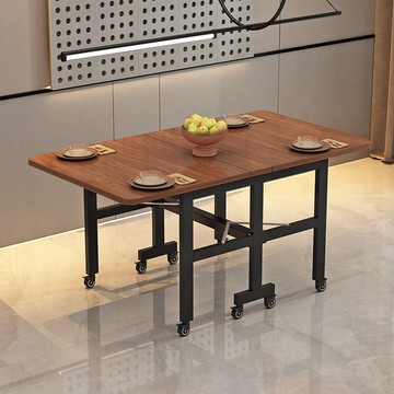 ??快速出貨 可開發票 Z1T折疊餐桌小戶型家用多功能折疊桌長方形仿巖板可移動吃飯