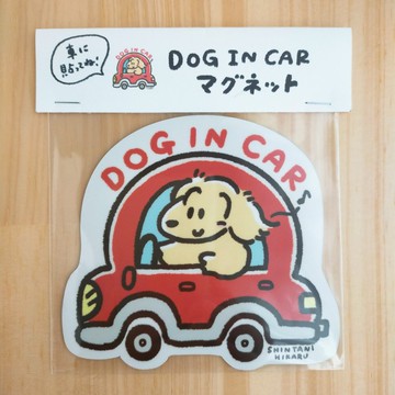 磁鐵貼 DOG IN CAR 紅色汽車