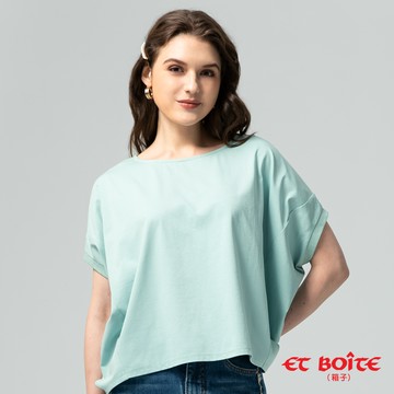 【8折↘結帳2件再88折】涼感連袖剪接寬版短TEE(淺綠) - BLUE WAY ET BOîTE 箱子