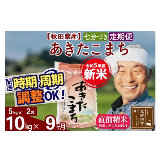 ふるさと納税 秋田県 北秋田市 《定期便9ヶ月》＜新米＞秋田県産 あきたこまち 10kg(5kg小分け袋) 令和5年産 配送時期選べる 隔月お届けOK お米 お…