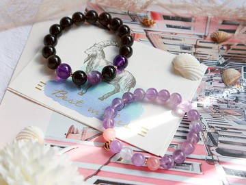 【魂牽夢縈‧情侶手鍊】冰曜石 紫鋰雲母 紫水晶 藍月光手鍊