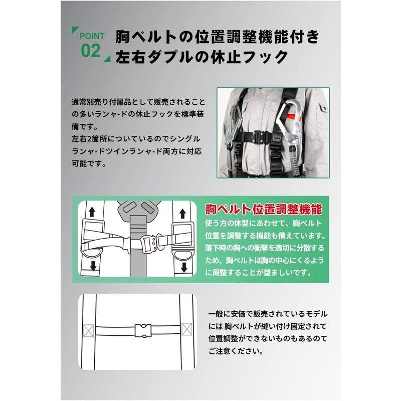 2022新規格適合フルハーネス安全帯 新規格 セット 腹部と胸と脚