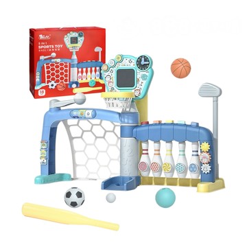 高級幼兒5合1室內球類運動架(電子計分板)(保齡球/棒球/足球/籃球/高爾夫球)(1908)【888便利購】